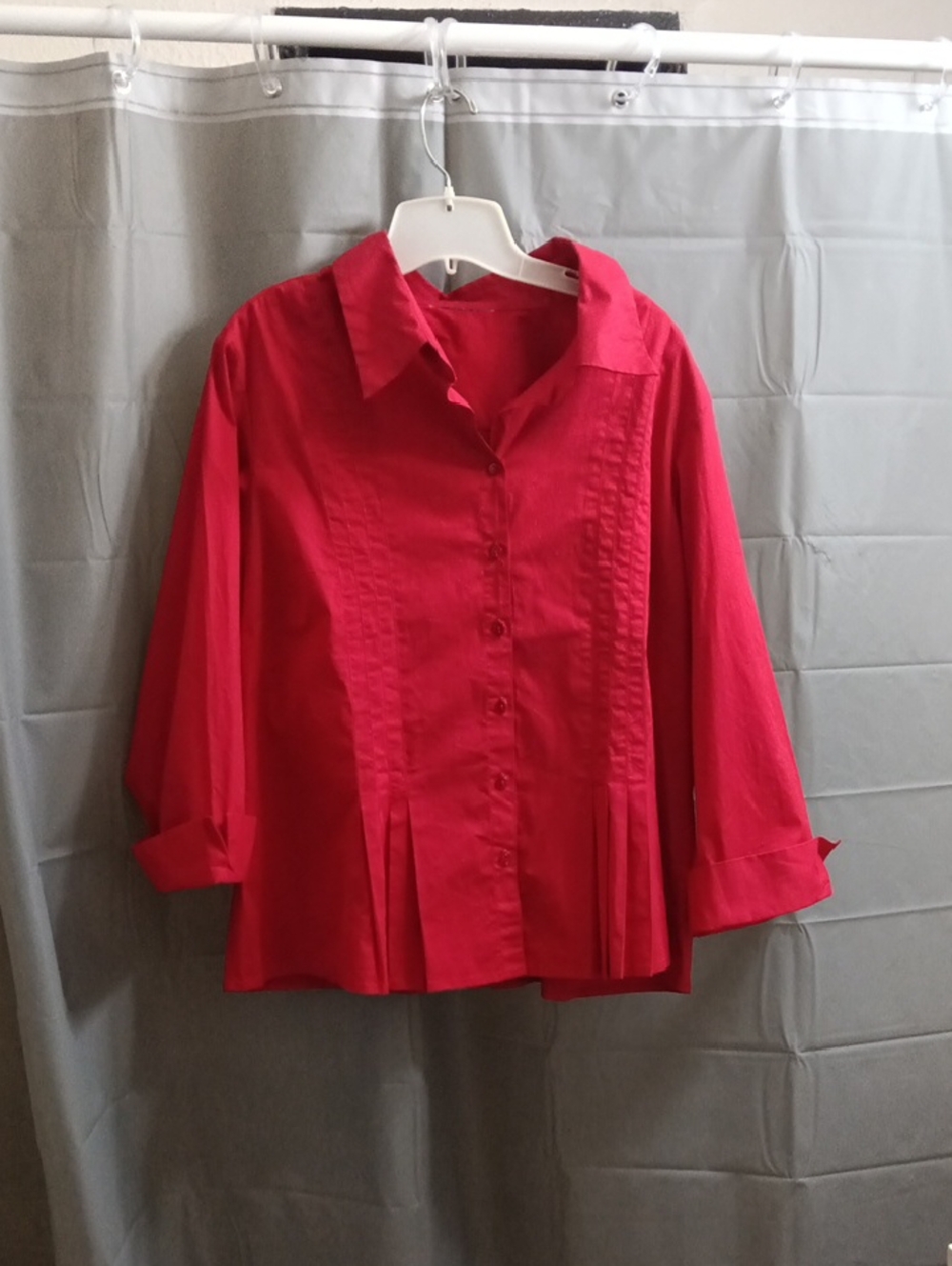 Bright Red Button-Up Peplum Shirt
